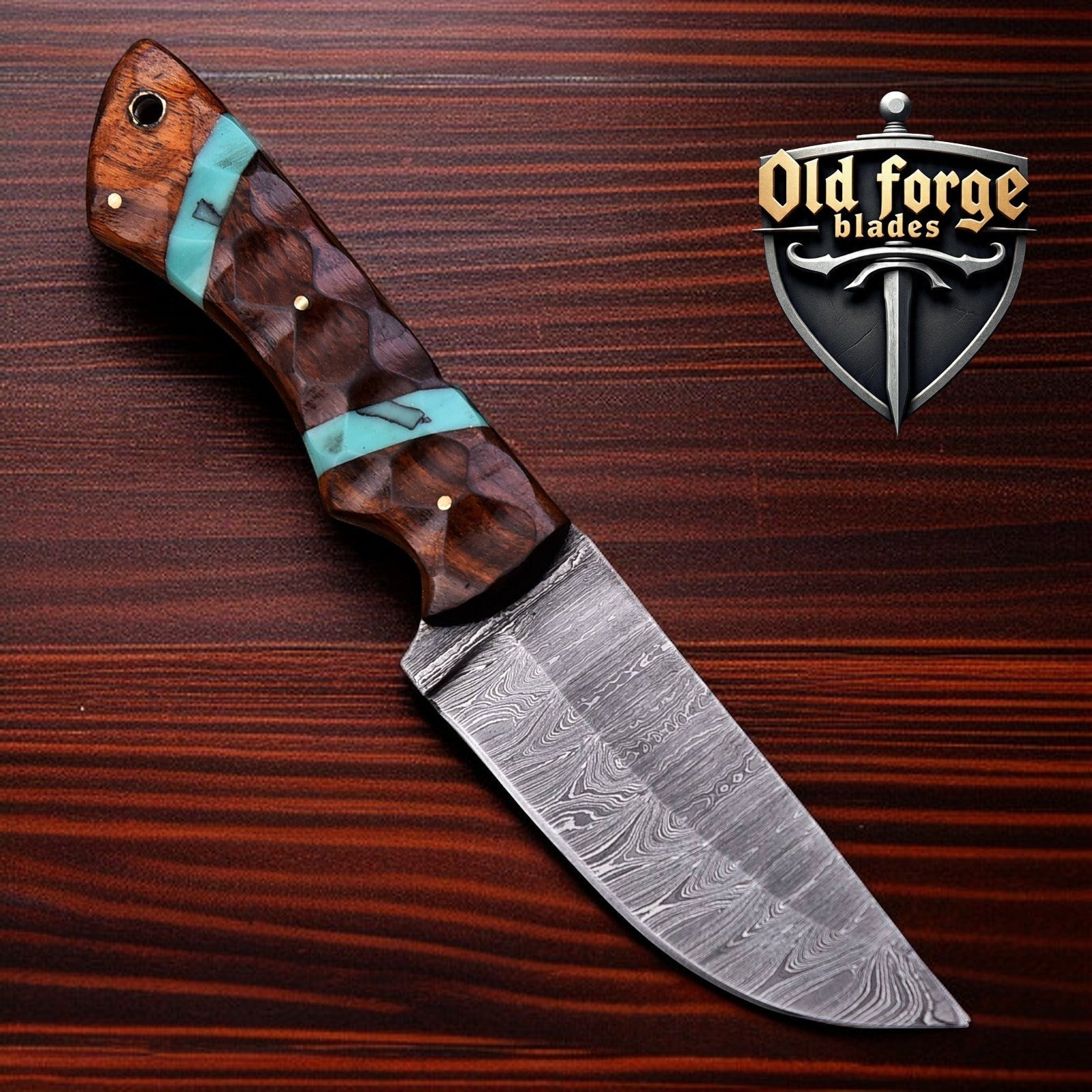 Custom Handmade Damascus Knofe Hunting Knife with Rosewood Handle